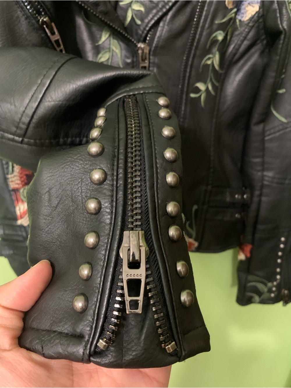 Blank NYC Black Leather Floral Studded Moto Jacket - Picture 5 of 13